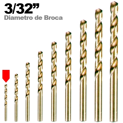 BROCA PARA METAL HSS, DIN 338 - PUNTA 118º negro 3/32x57 mm